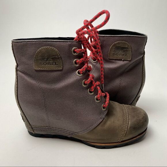 Sorel PDX Lace Wedge Lexie Wedge quarry grey pink 9.5 waterproof